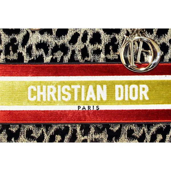 クリスチャンディオール　レディディーライト　ミディアム　レオパード柄　ブラウン／レッド／イエロー　拡大
