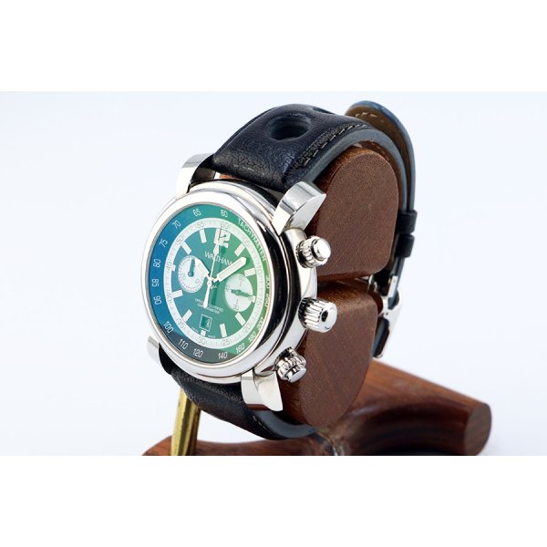 ウォルサム　フィダルゴ　クロノグラフ　黒文字盤　白リング　サイド