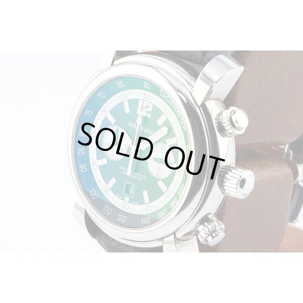 ウォルサム　フィダルゴ　クロノグラフ　黒文字盤　白リング　サイド拡大