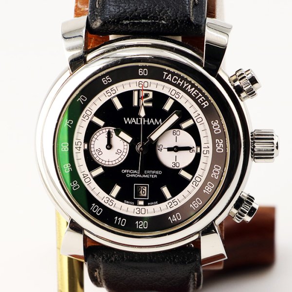 ウォルサム　フィダルゴ　クロノグラフ　黒文字盤　白リング