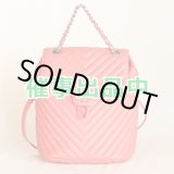 画像: シャネル シェブロン Vステッチ チェーンリュック A91121 ピンク