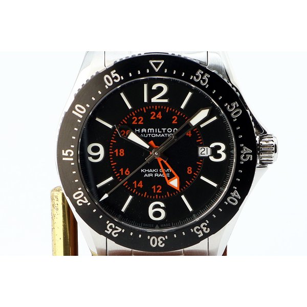 ハミルトン　カーキ　パイロットＧＭＴ　Ｈ７６７５５０　黒文字盤　表面拡大
