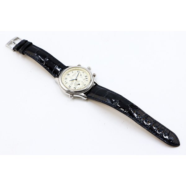 シェルマン　パーペチュアルカレンダーミニッツリピーター　２５周年限定　銀文字盤　革ベルト状態　表面