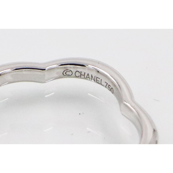 シャネル　750WG カメリア1P ダイアイリリング J3219 2.60g　刻印