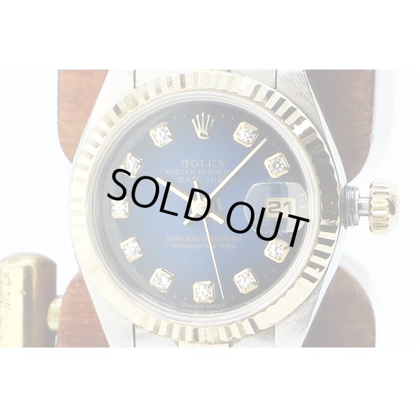 ロレックス　６９１７３Ｇ　青グラデーション文字盤　新１０Ｐ　Ｕ番　表面拡大