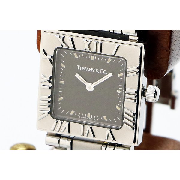 ティファニー　アトラス　スクエア　グレー文字盤　表面拡大