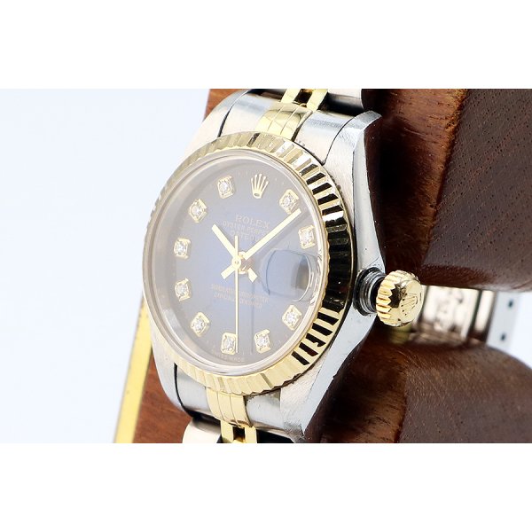 ロレックス　６９１７３Ｇ　青グラデーション文字盤　新１０Ｐ　Ｕ番　サイド拡大