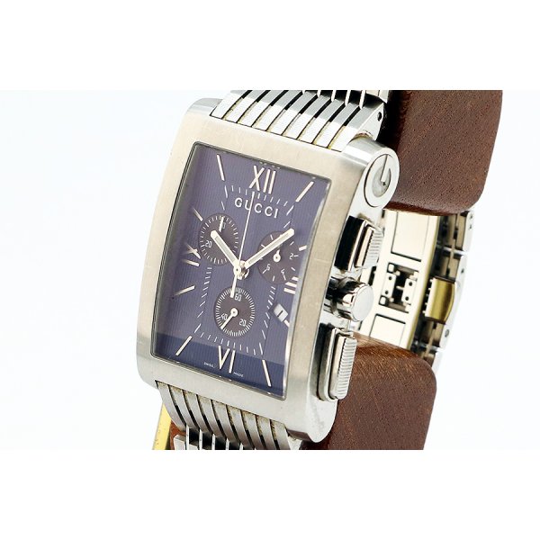 グッチ　Ｇメトロ　クロノグラフ　８６００Ｍ　紺文字盤　サイド拡大