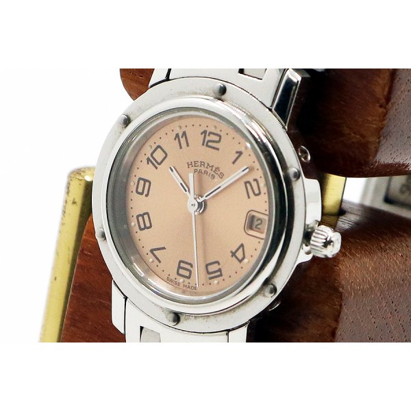 エルメス　クリッパー　ＣＬ４．２１０　ピンク文字盤　サイド拡大