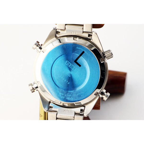 セイコー　プロスペック　スピードタイマー　ＳＢＥＲ００１　銀／黒文字盤　裏面拡大