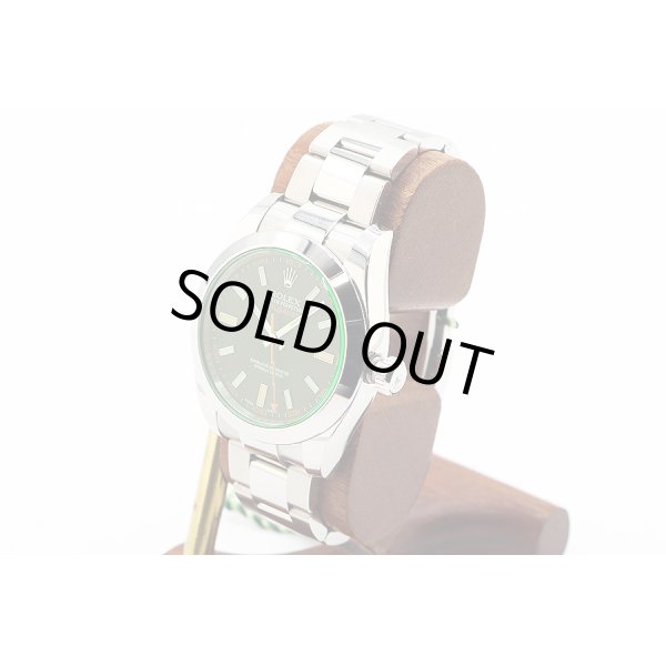 ロレックス　１１６４００ＧＶ　ミルガウス　黒文字盤　グリーンガラス　サイド