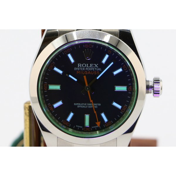 ロレックス　１１６４００ＧＶ　ミルガウス　黒文字盤　グリーンガラス　ライト