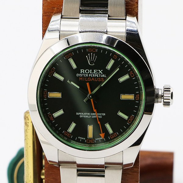 ロレックス　１１６４００ＧＶ　ミルガウス　黒文字盤　グリーンガラス
