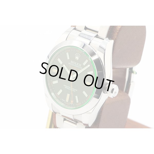 ロレックス　１１６４００ＧＶ　ミルガウス　黒文字盤　グリーンガラス　サイド拡大