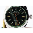 ロレックス　１１６４００ＧＶ　ミルガウス　黒文字盤　グリーンガラス　表面拡大
