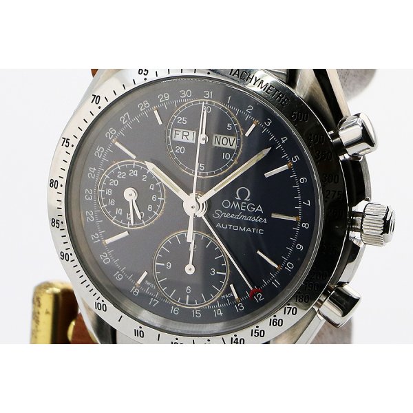 オメガ　スピードマスター　デイデイト　３５２１．８０　青文字盤　表面拡大