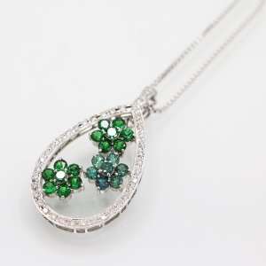 画像: K18WG アレキサンドライトガーネットダイアイリペンダントネックレス 0.94ct 1.60ct 0.38ct 14.20g
