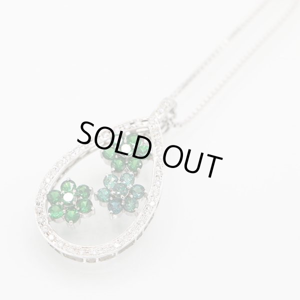 K18WG アレキサンドライトガーネットダイアイリペンダントネックレス 0.94ct 1.60ct 0.38ct 14.20g