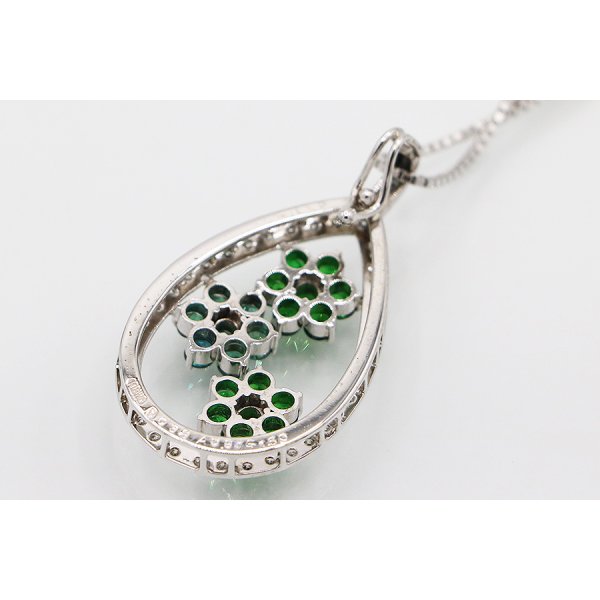 K18WG アレキサンドライトガーネットダイアイリペンダントネックレス 0.94ct 1.60ct 0.38ct 14.20g　裏面