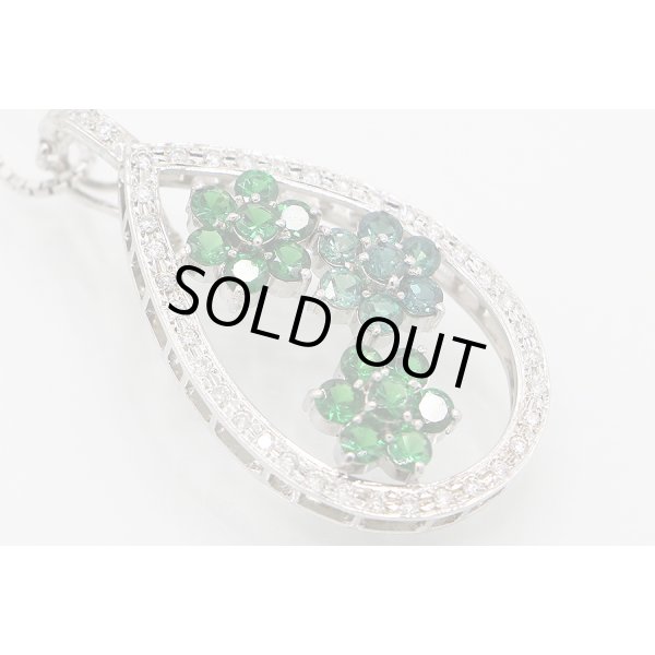 K18WG アレキサンドライトガーネットダイアイリペンダントネックレス 0.94ct 1.60ct 0.38ct 14.20g　サイド