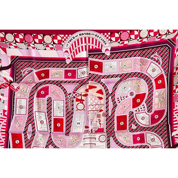 エルメス　LE TOUR DU MONDE EN 63 CASES カレ90 H003177S ピンク　拡大