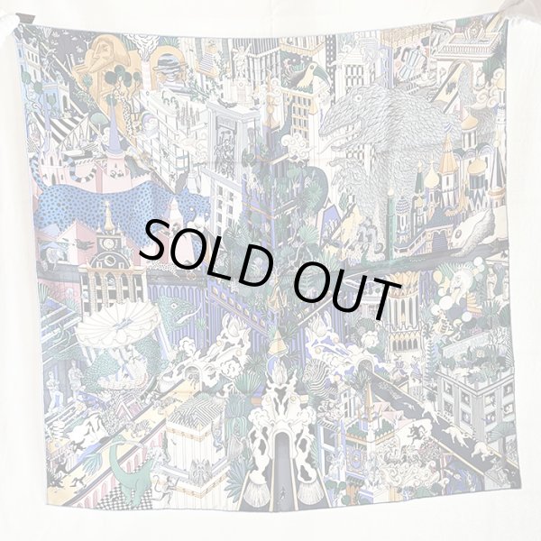 エルメス　ANIMAPOLIS カレ90 003275S NA/BLEU/GRIS/VIEUX RO