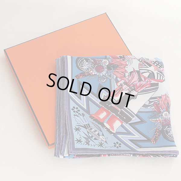 エルメス　KACHINAS カレ ウォッシュ90 071823S RD/BLEU JEAN/ROSE VIF　箱