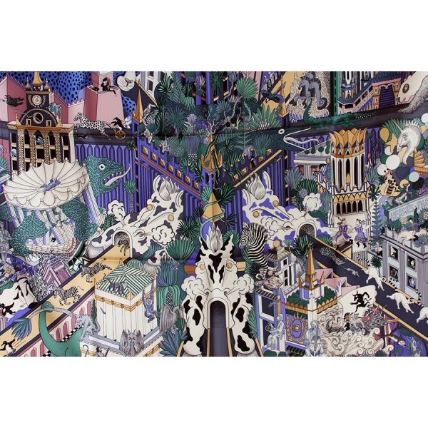 エルメス　ANIMAPOLIS カレ90 003275S NA/BLEU/GRIS/VIEUX RO　拡大(2)