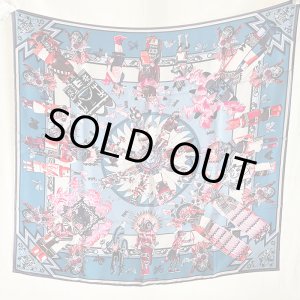 画像: エルメス　KACHINAS カレ ウォッシュ90 071823S RD/BLEU JEAN/ROSE VIF