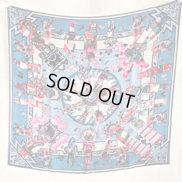 エルメス　KACHINAS カレ ウォッシュ90 071823S RD/BLEU JEAN/ROSE VIF