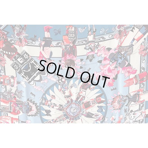 エルメス　KACHINAS カレ ウォッシュ90 071823S RD/BLEU JEAN/ROSE VIF　拡大