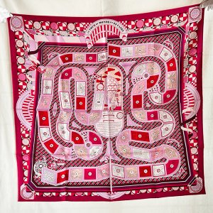 画像: エルメス　LE TOUR DU MONDE EN 63 CASES カレ90 H003177S ピンク