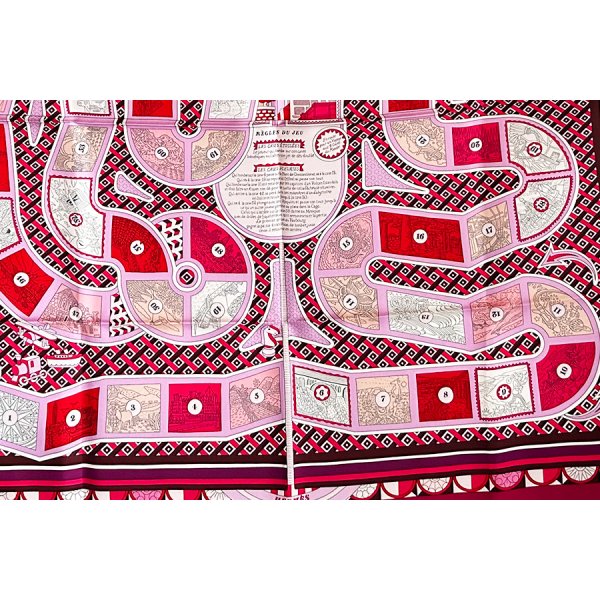 エルメス　LE TOUR DU MONDE EN 63 CASES カレ90 H003177S ピンク　拡大(2)