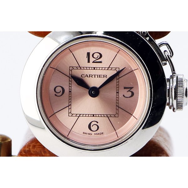 カルティエ　ミスパシャ　２９７３　ピンク文字盤　表面拡大