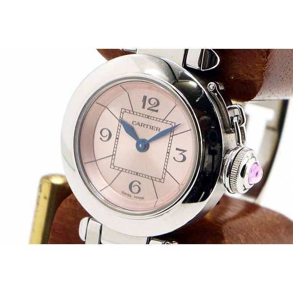 カルティエ　ミスパシャ　２９７３　ピンク文字盤　サイド拡大
