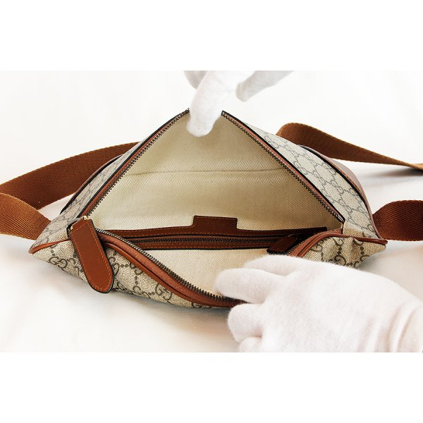 グッチ　GGエンブレム ミディアムベルトバック 821162 488628 ベージュ／ダークブラウン　中身