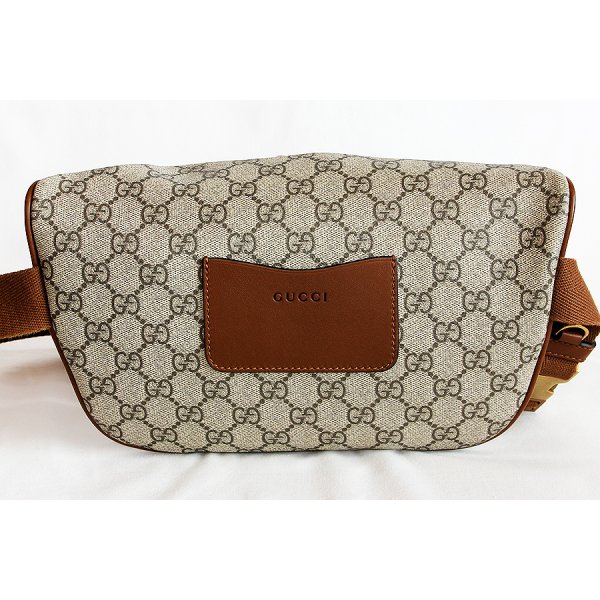 グッチ　GGエンブレム ミディアムベルトバック 821162 488628 ベージュ／ダークブラウン　裏面