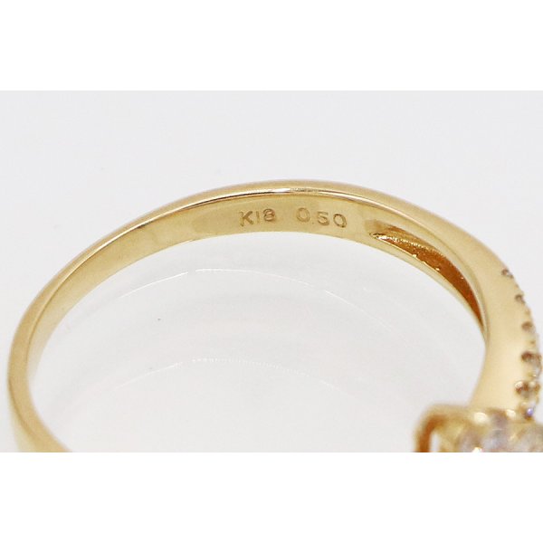 K18 ダイアイリリング 0.50ct 2.10g　刻印