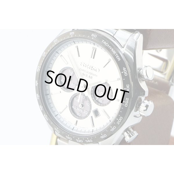 セイコー　ソーラークロノ　ＳＢＰＹ１６５　銀文字盤　黒インダイアル　サイド拡大