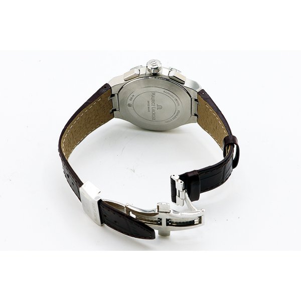 モーリス・ラクロア　アイコン　クロノグラフ　ＡＩ１０１８　銀文字盤　革ベルト