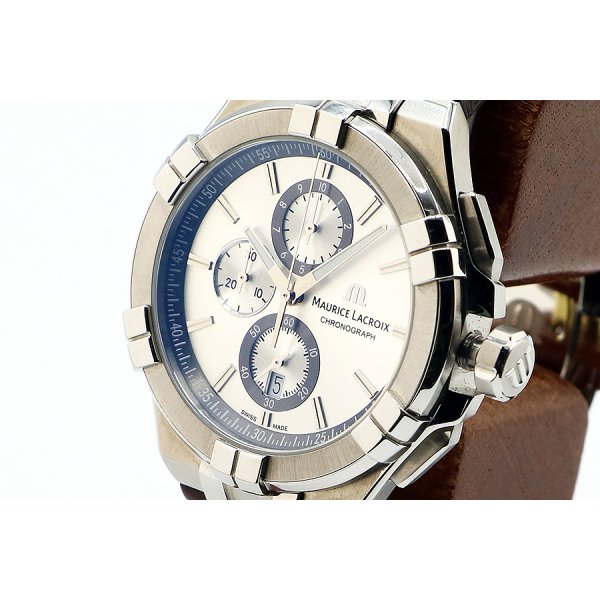 モーリス・ラクロア　アイコン　クロノグラフ　ＡＩ１０１８　銀文字盤　サイド拡大