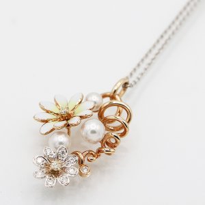 画像: ミキモト K18WG/PG エナメル パール ダイアイリペンダントネックレス 8.80g