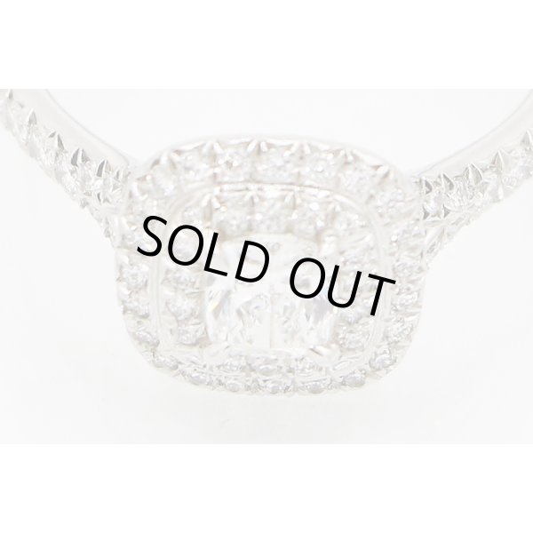 ティファニー　PT950 ソレスト クッションカット ダイアイリリング 5.90g　拡大