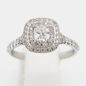 画像: ティファニー　PT950 ソレスト クッションカット ダイアイリリング 5.90g