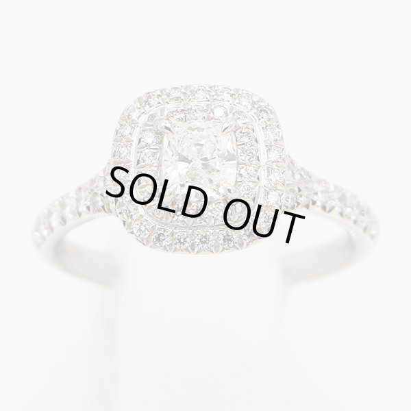 ティファニー　PT950 ソレスト クッションカット ダイアイリリング 5.90g