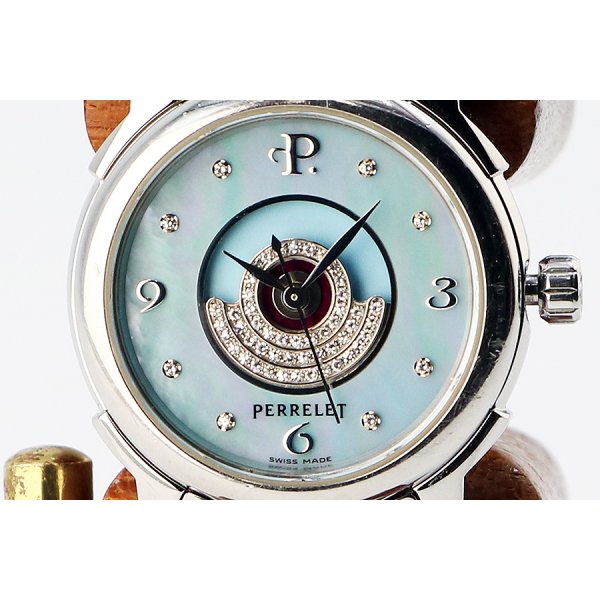 ペルレ　レディーテンペスト　Ｌ．ＴＥＭＰ－ＳＳＢＢＤ　青シェル文字盤　８Ｐ　表面拡大