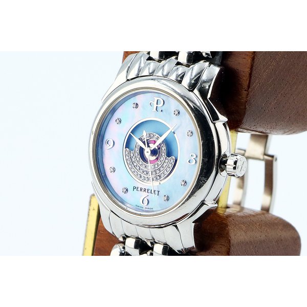 ペルレ　レディーテンペスト　Ｌ．ＴＥＭＰ－ＳＳＢＢＤ　青シェル文字盤　８Ｐ　サイド拡大