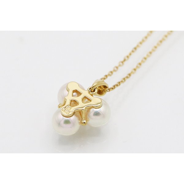 ミキモト　K18 3P パールダイアイリペンダントネックレス 4.10g　裏面