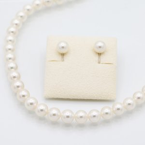 画像: タサキ SV パールネックレス / K18WGイヤリング セット 8.0-8.5mm