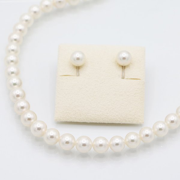 タサキ　SV パールネックレス / K18WGイヤリング セット 8.0-8.5mm